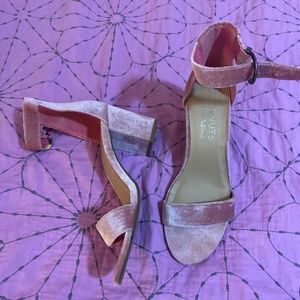 Pink, Velvet Kitten-Heel, Block Heel Size 8
